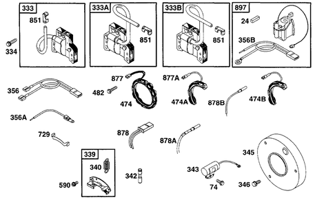 Elect Diagram and Parts List for 222417-0151-XX  Briggs and Stratton Engine
